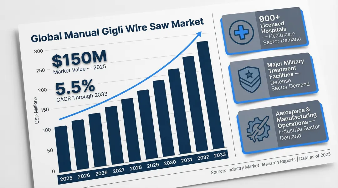 Gigli wire saw global market growth and Texas regional demand statistics infographic