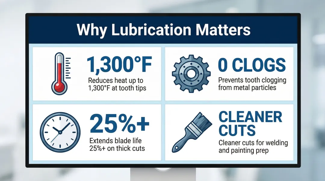 Four key benefits of hacksaw blade lubrication with temperature and lifespan data