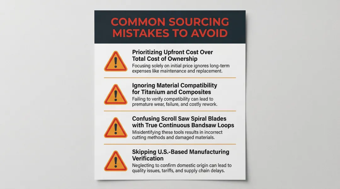 Four common buyer mistakes when sourcing spiral bandsaw blades warning checklist
