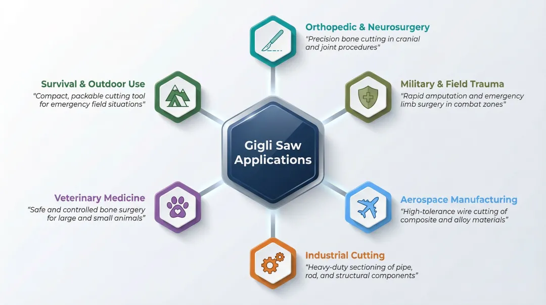 Six key U.S. application sectors for Gigli saw blades infographic