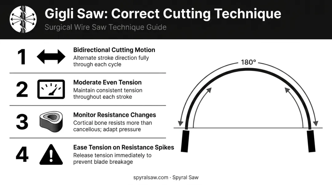 Gigli saw wire cutting technique key points motion tension and resistance guide