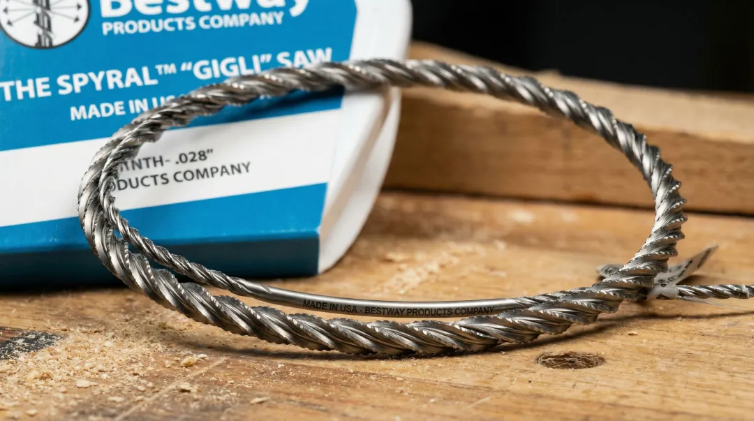Spyral Saw 360-degree spiral wire saw blade close-up showing round wire design