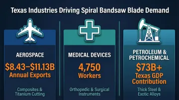 Three Texas industries driving spiral bandsaw blade demand with key statistics