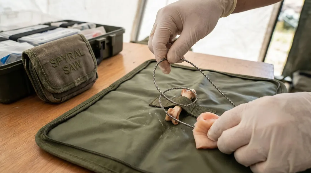 Spyral Saw wire blade demonstrating 360-degree cutting angle flexibility in use