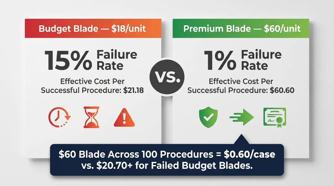 Budget versus premium Gigli saw blade true cost per procedure breakdown comparison