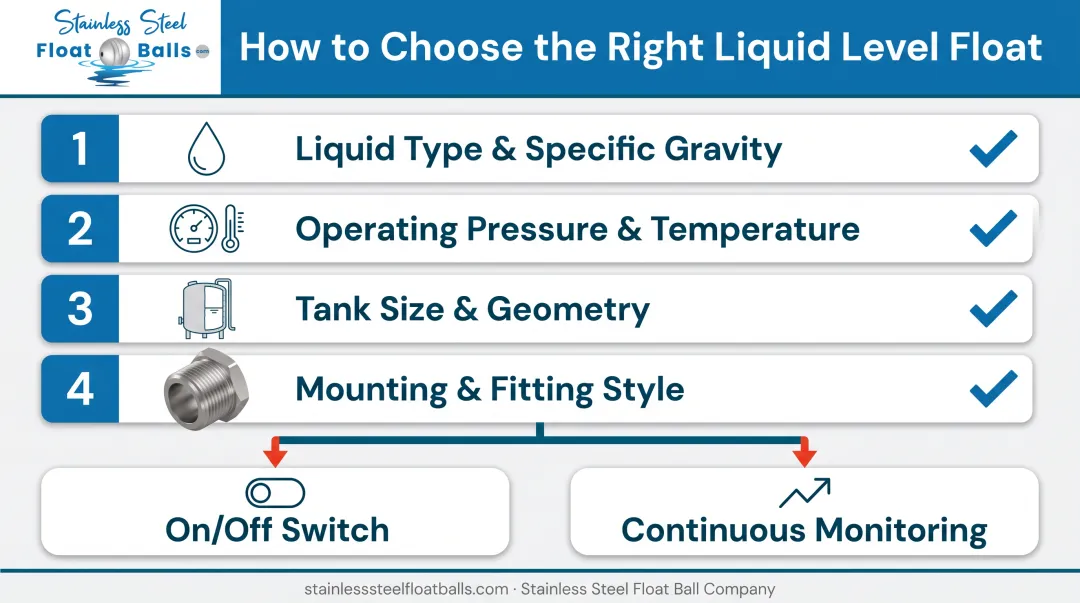 Checklist for selecting the right liquid level float specifications