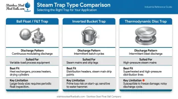 Steam trap type comparison ball float inverted bucket thermodynamic disc side-by-side