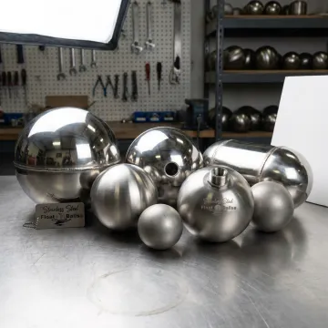 Polished and brushed stainless steel float balls with fittings