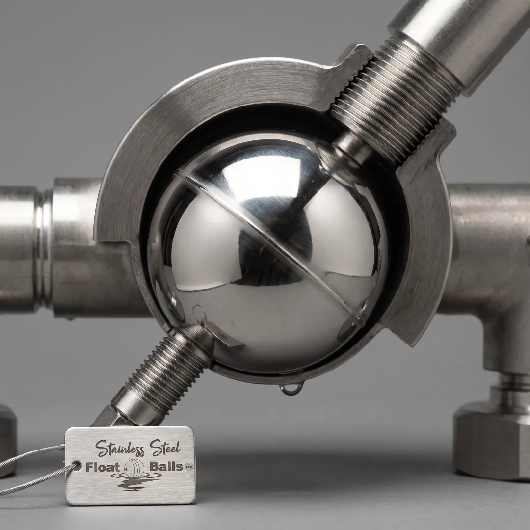 Stainless steel float ball in an industrial control valve