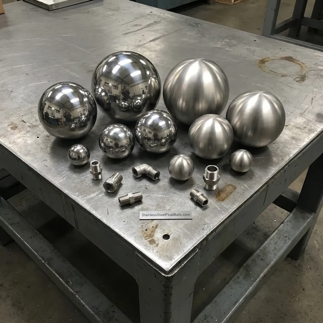 Polished and brushed stainless steel float balls