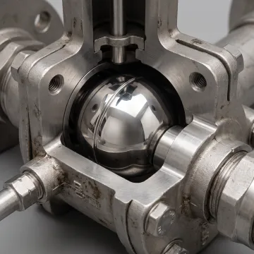 Custom stainless steel float ball in an industrial valve system