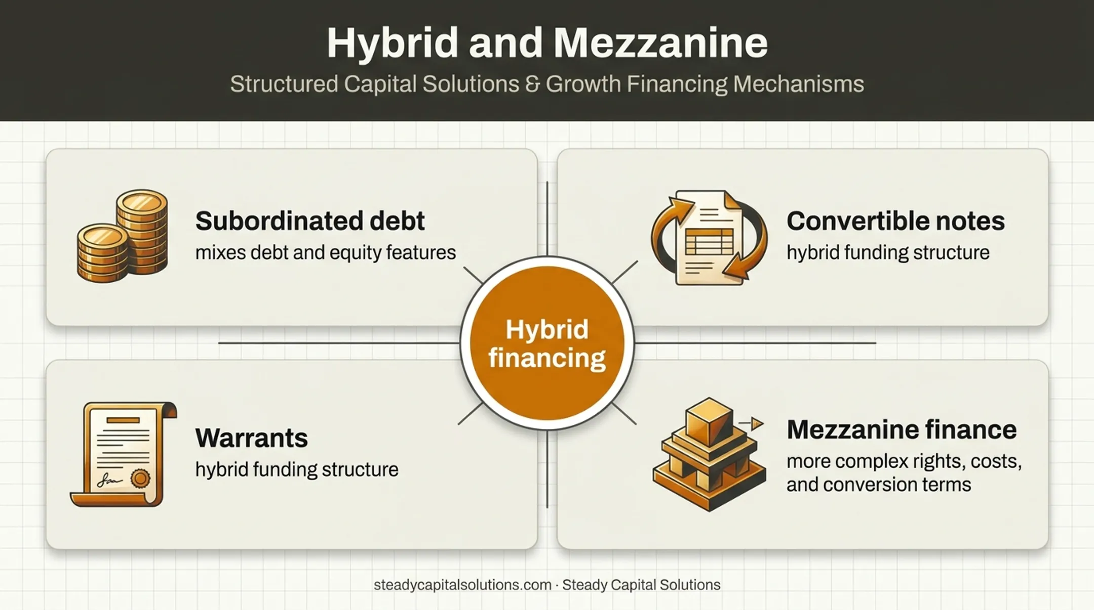 Four hybrid growth capital structures and financing features