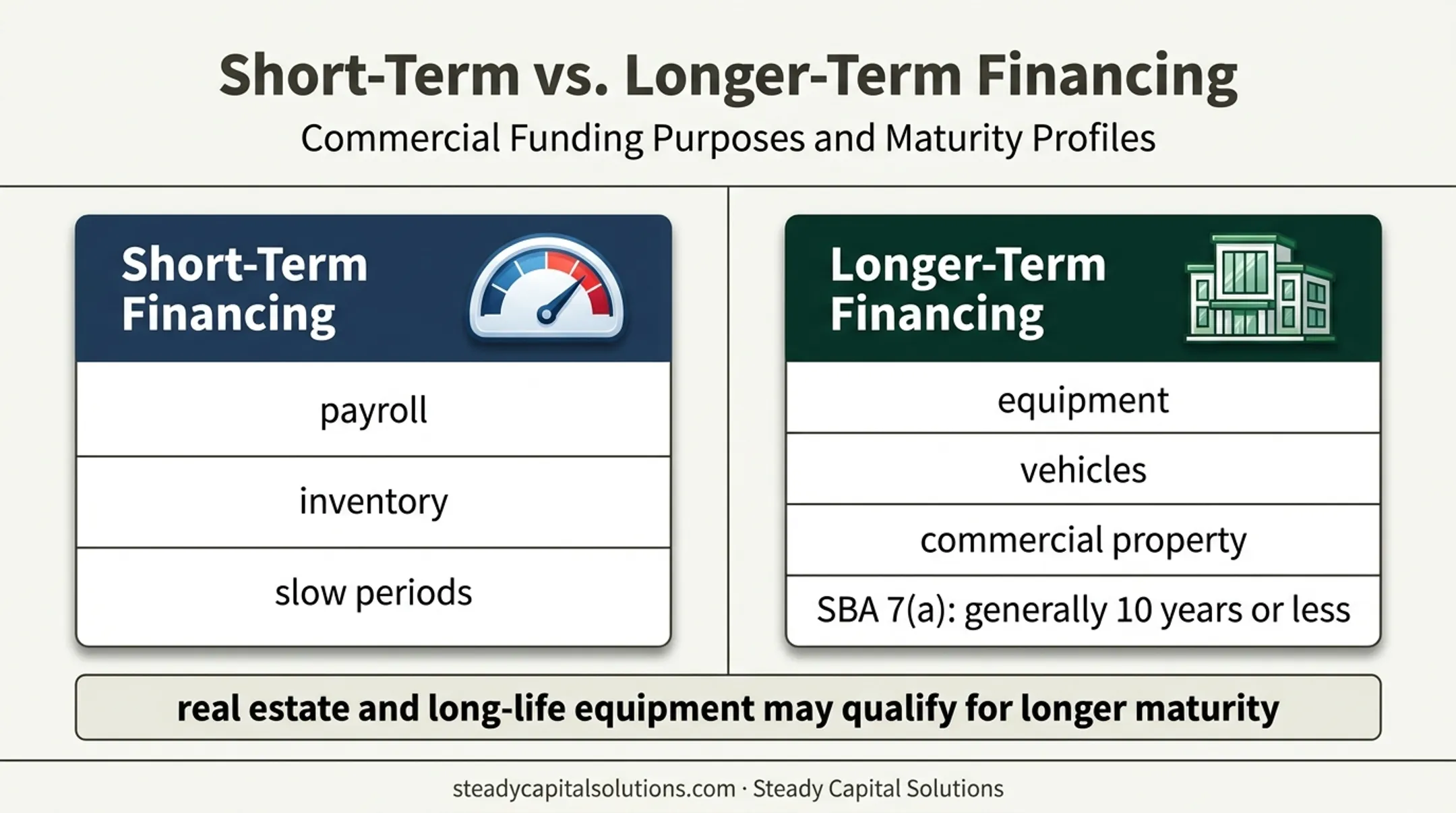 Short-term versus longer-term business financing matching expenses