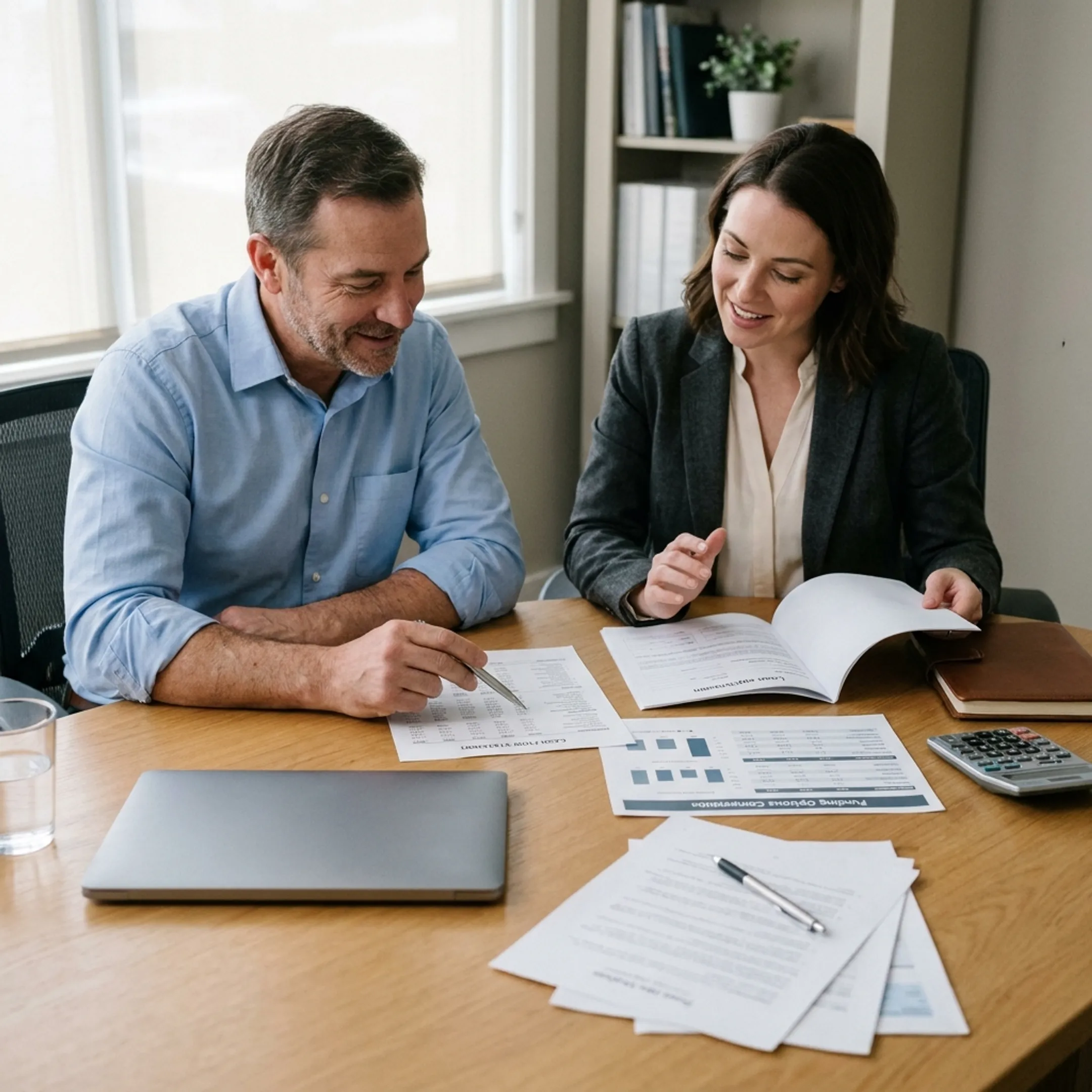 Business owner reviewing commercial financing options with an advisor
