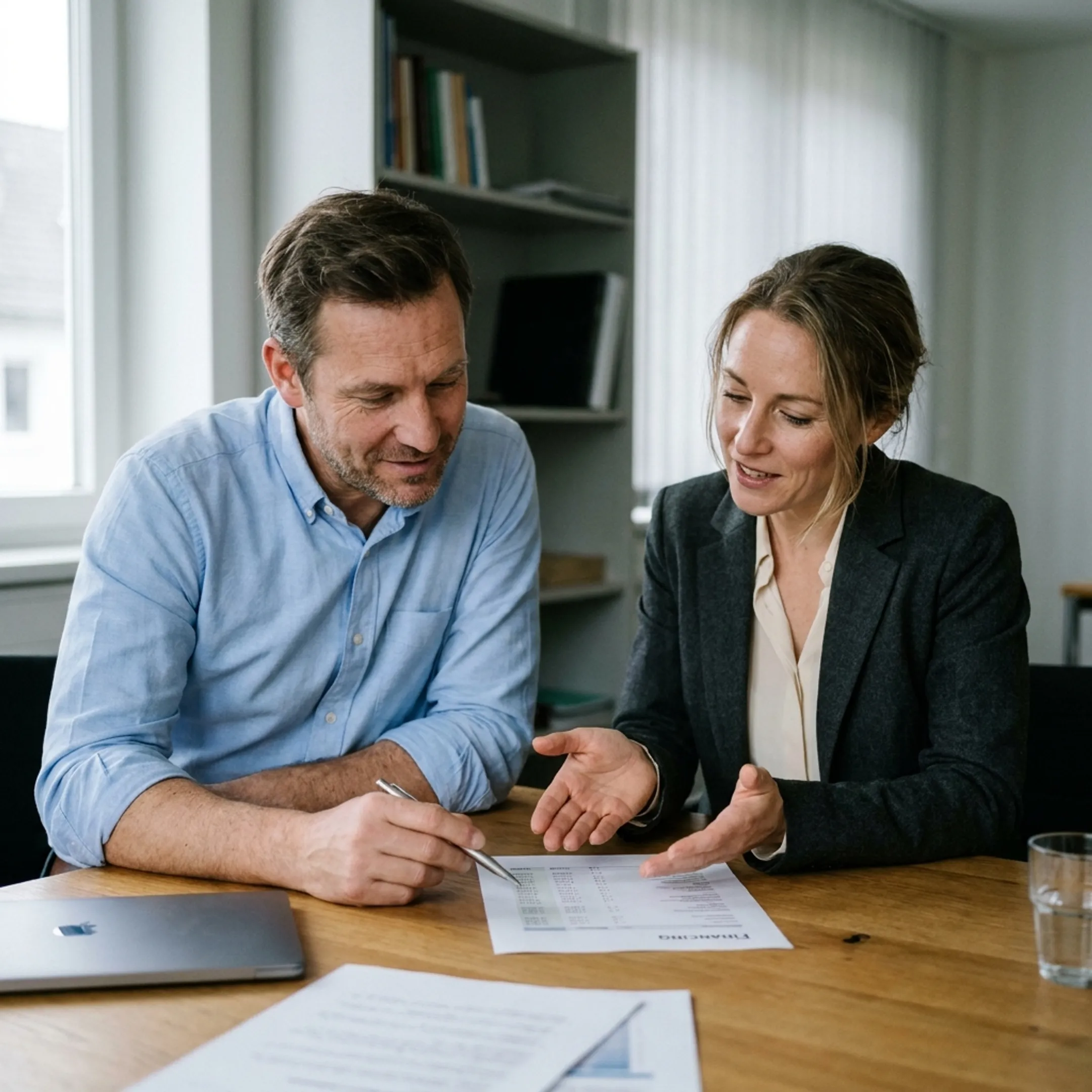 Business owner reviewing unsecured financing options with an advisor