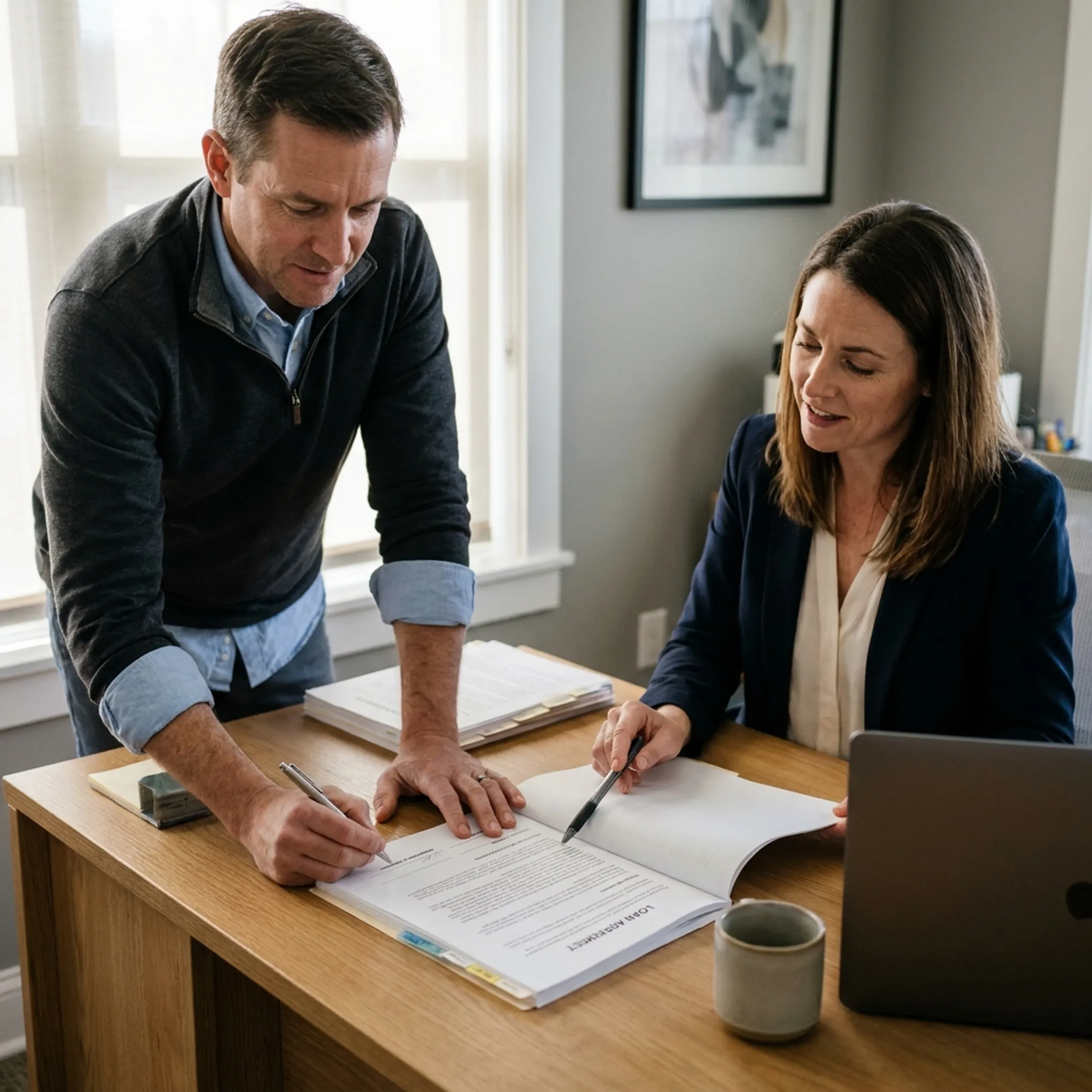 Business owner reviewing unsecured financing options with an advisor