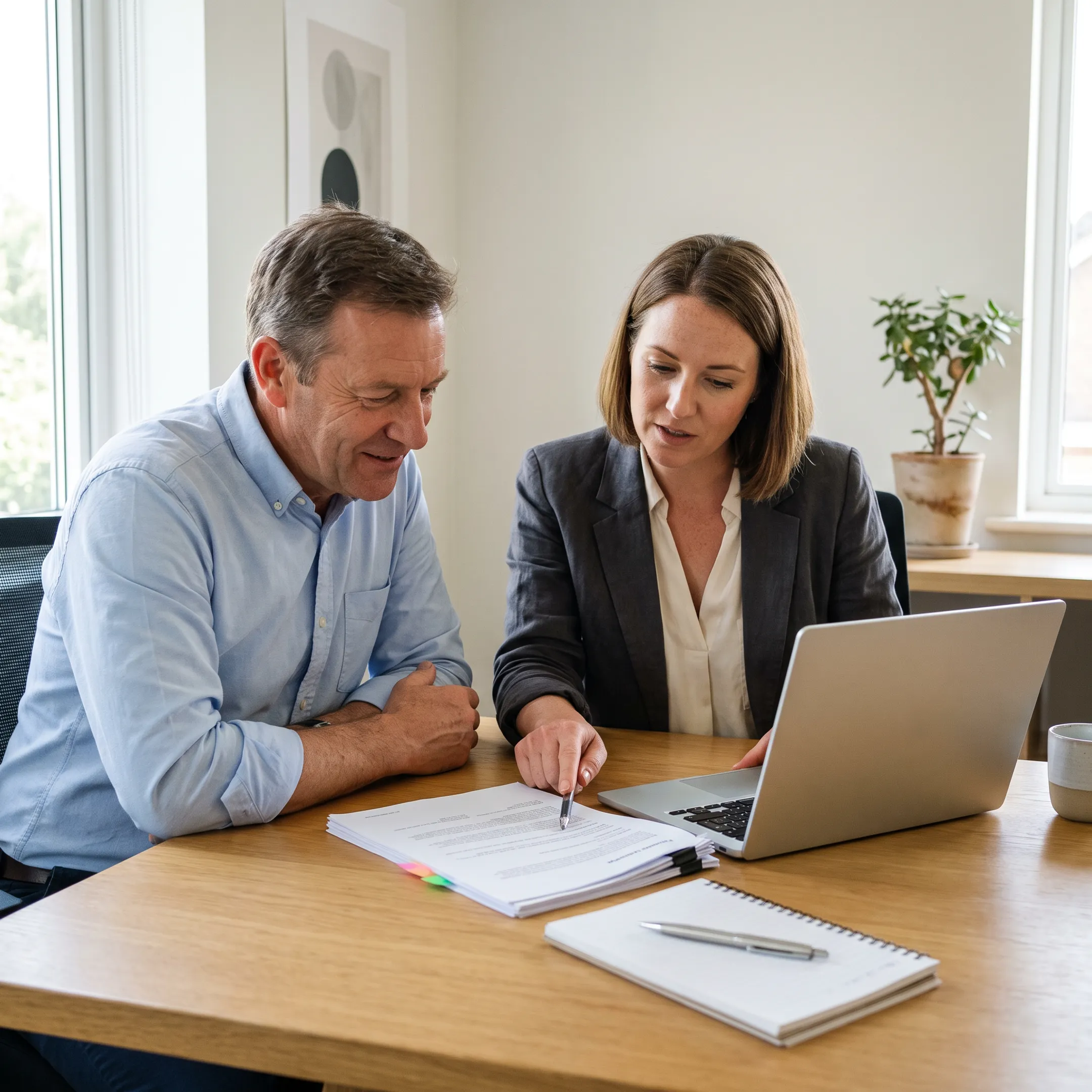 Business owner reviewing working capital funding options with financial advisor