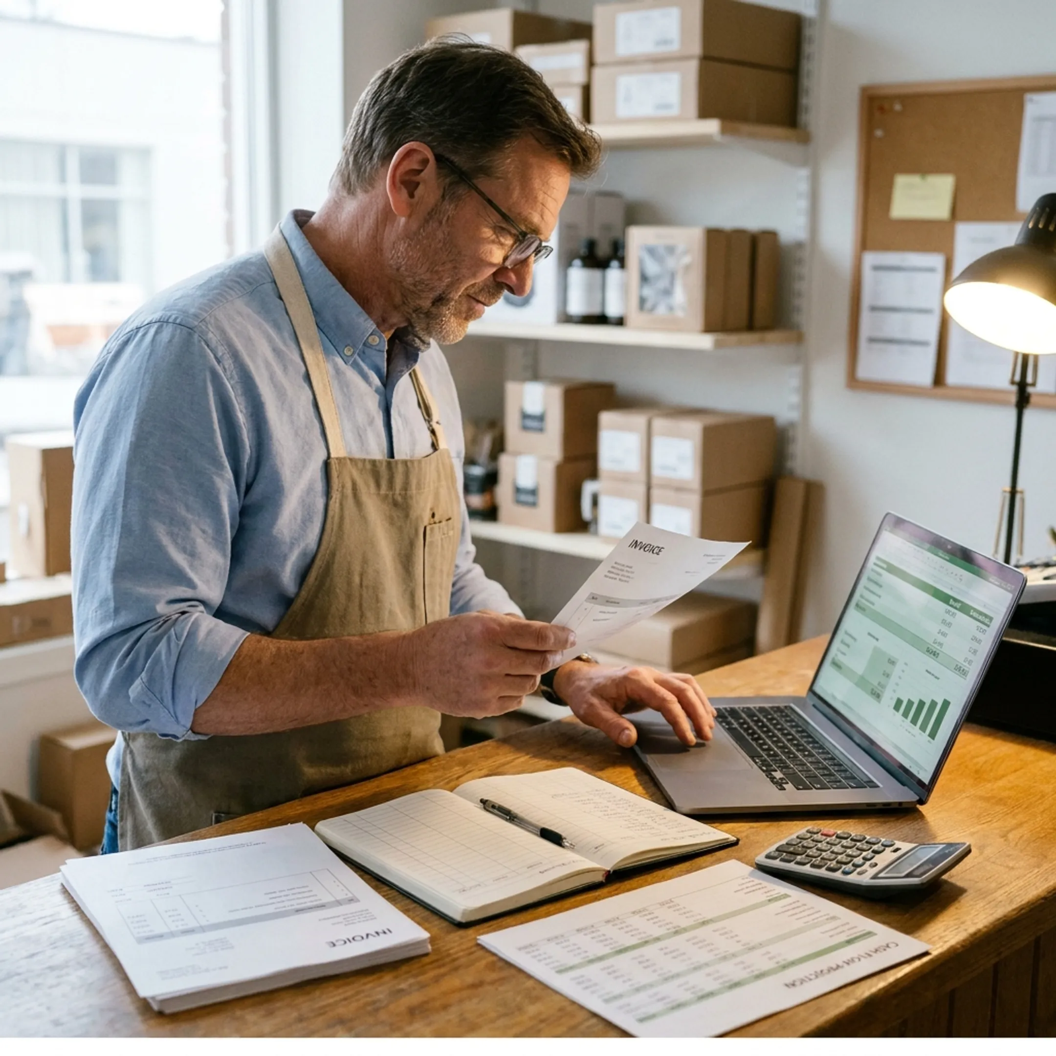 Small business owner using revolving credit for operating expenses