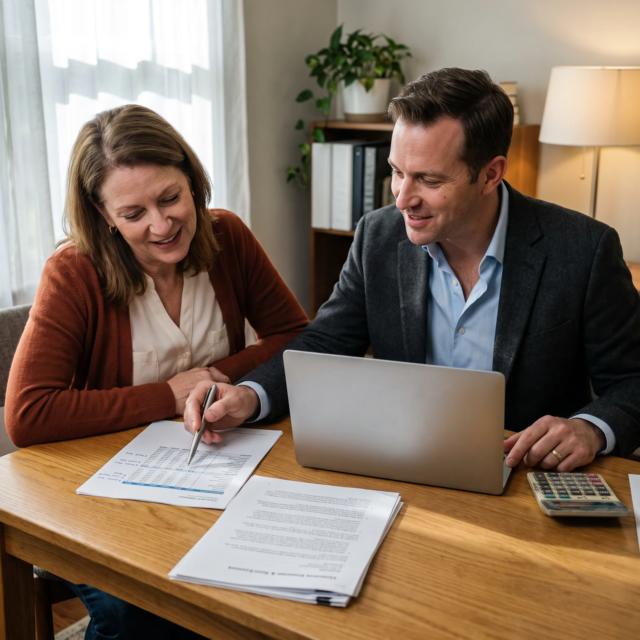 Business owner reviewing flexible credit line options with a financial advisor