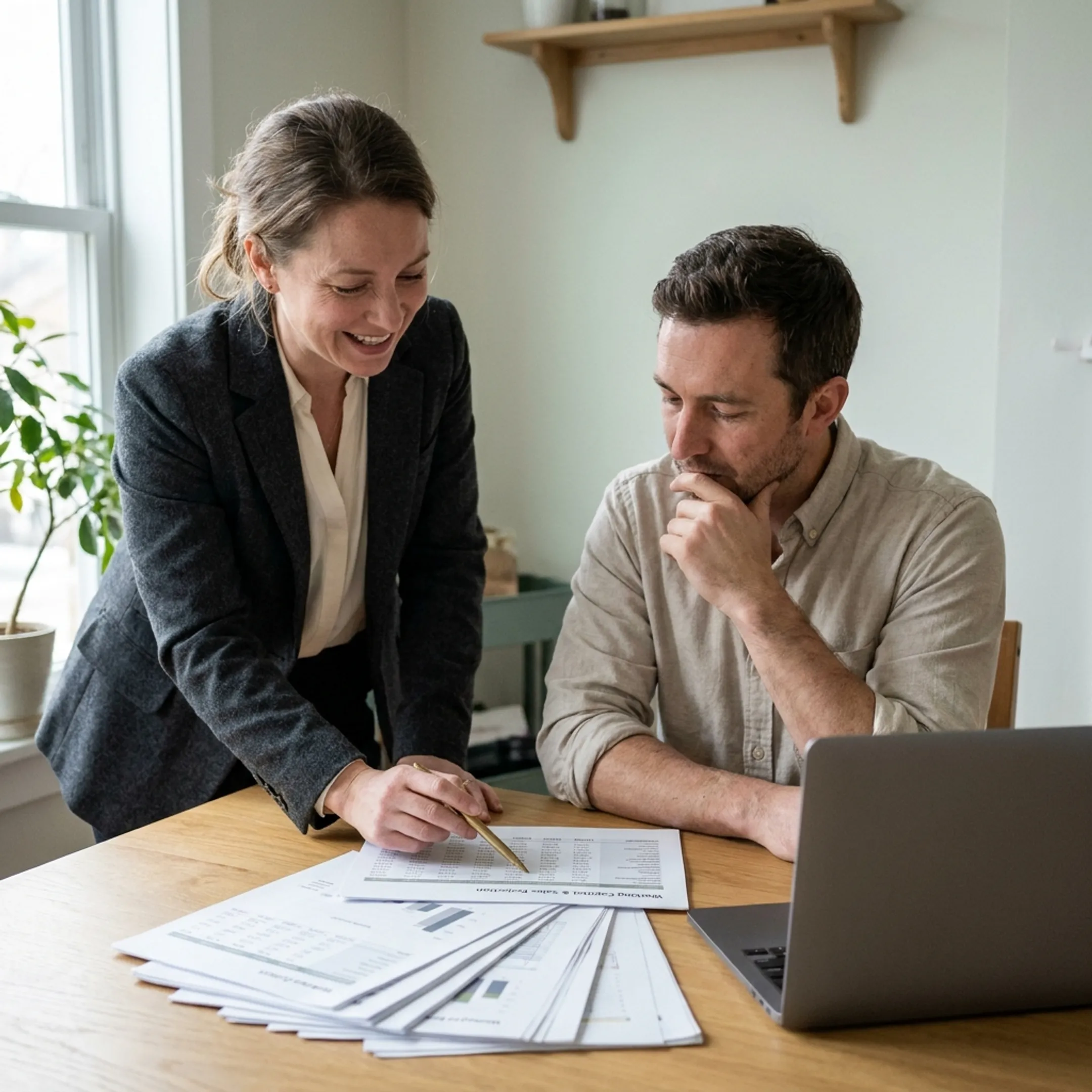 Business owner discussing revenue-based funding with financial consultant