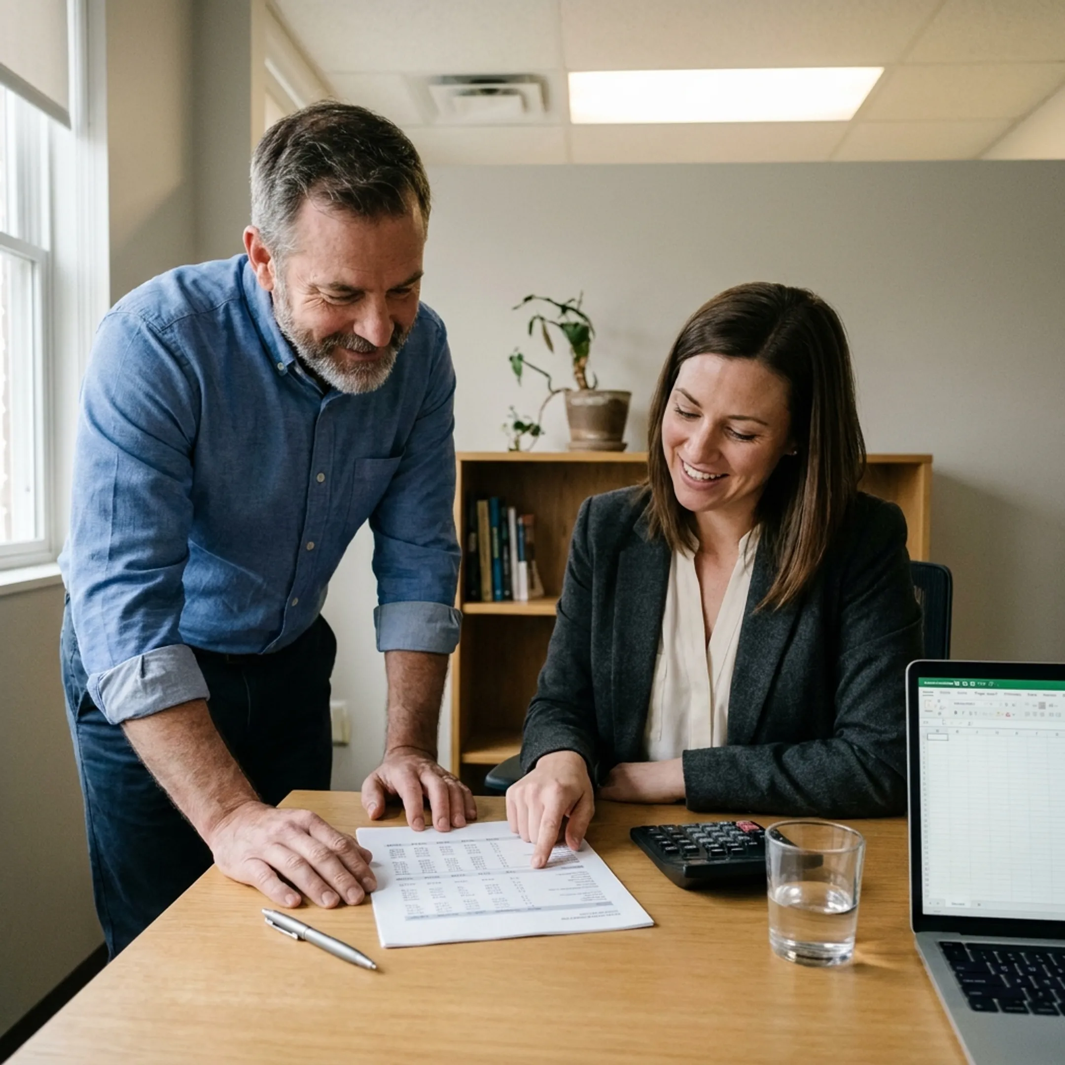 Business owner reviewing revenue-based financing options with an advisor