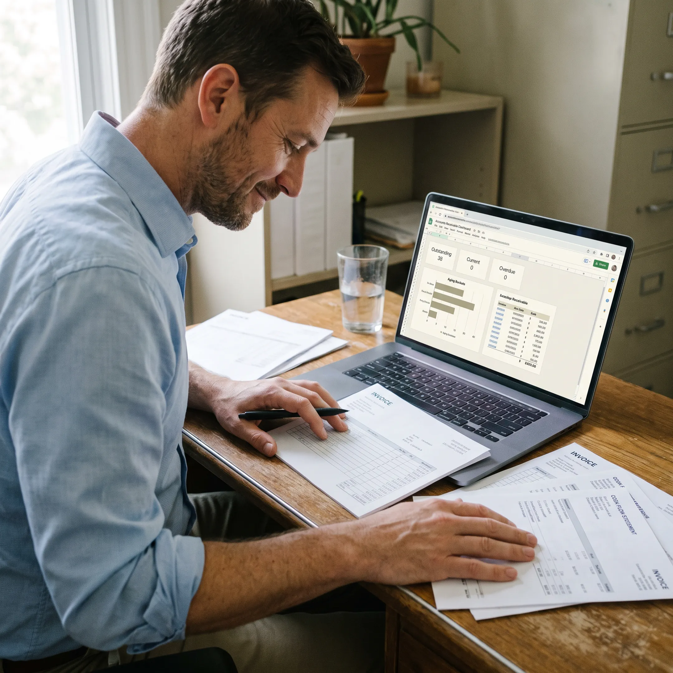 Business professional reviewing accounts receivable financing options