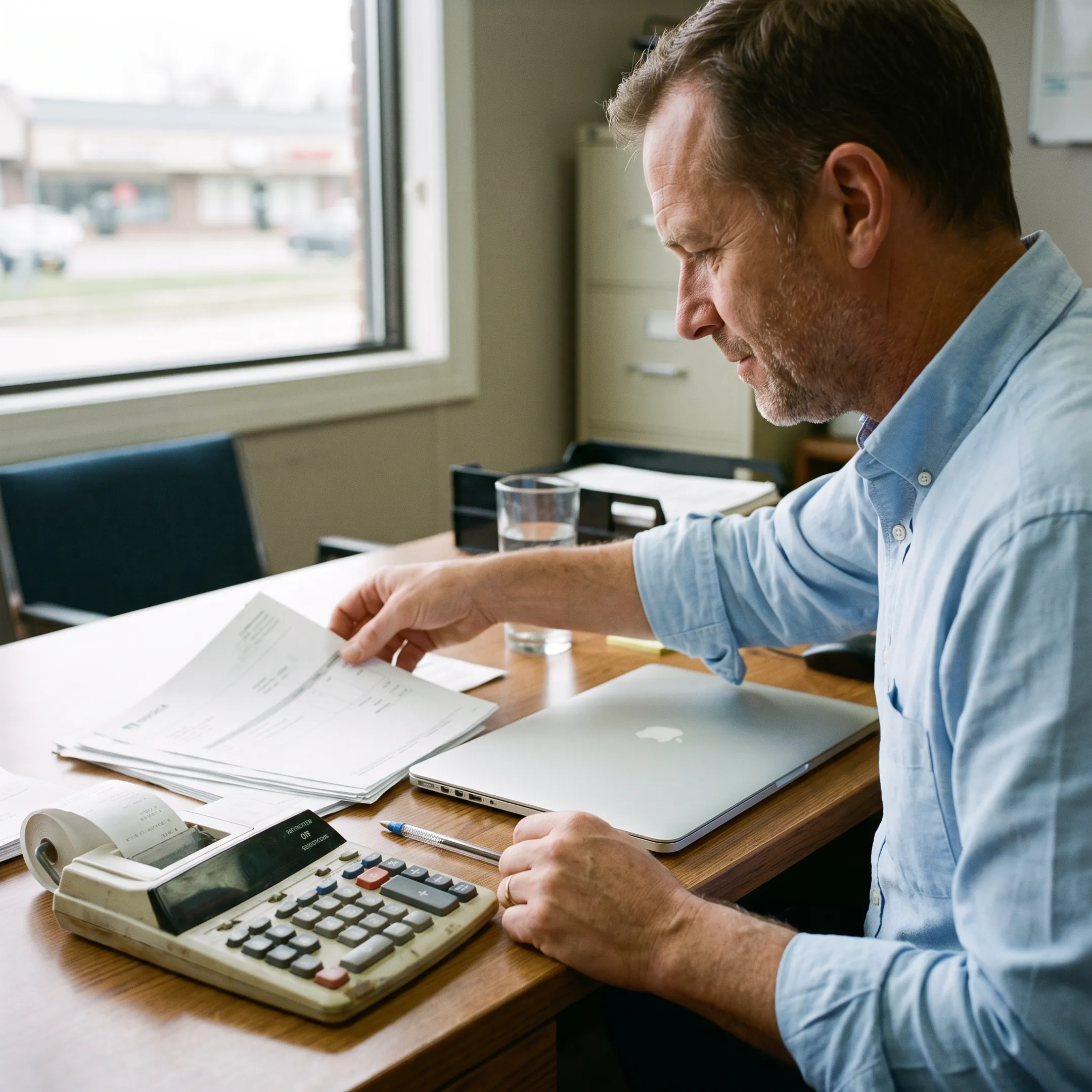 Business owner organizing invoices to improve working capital