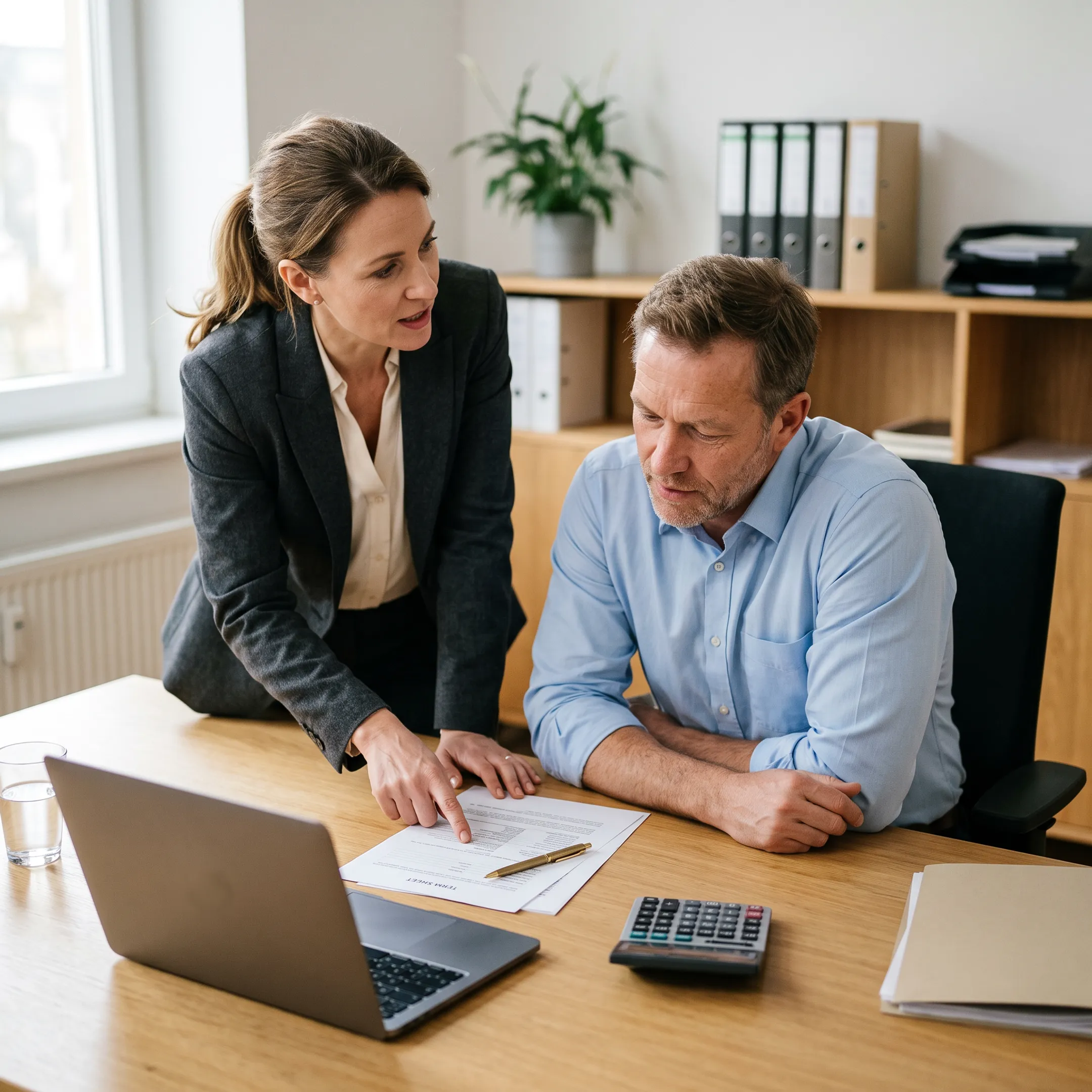 Business owner reviewing growth funding options with financial advisor