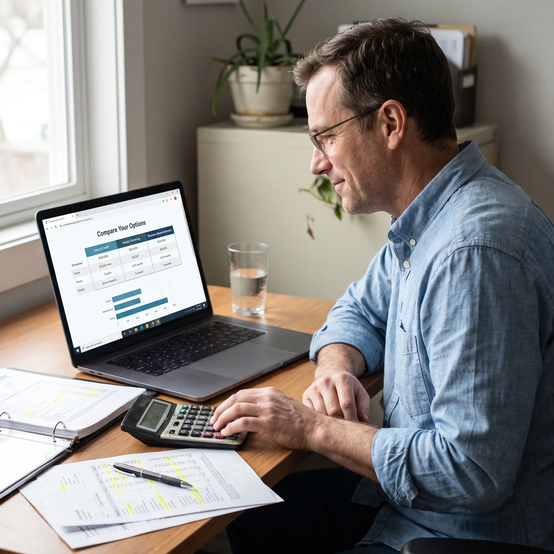 Business owner comparing working capital financing options