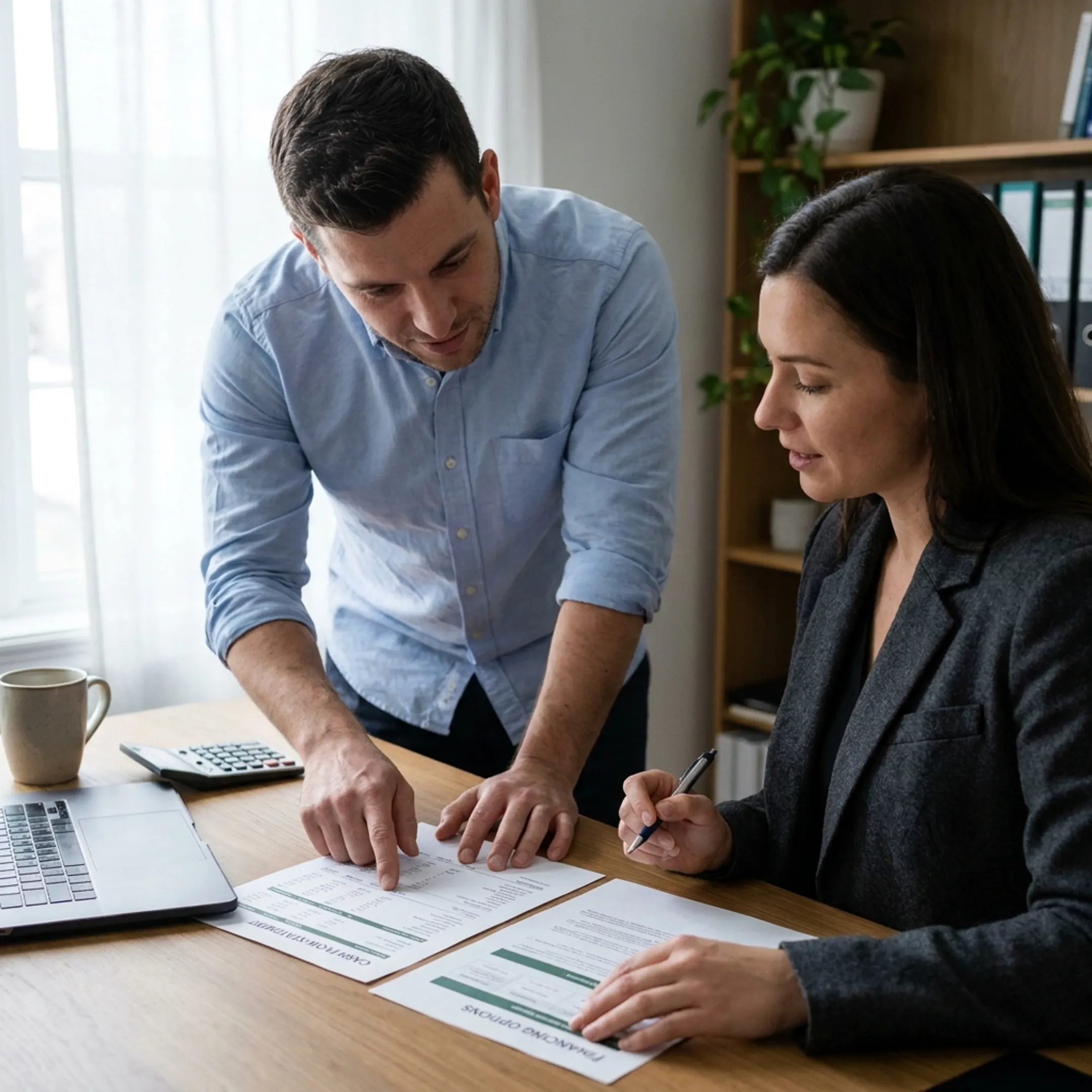 Business owner planning growth with financing advisor