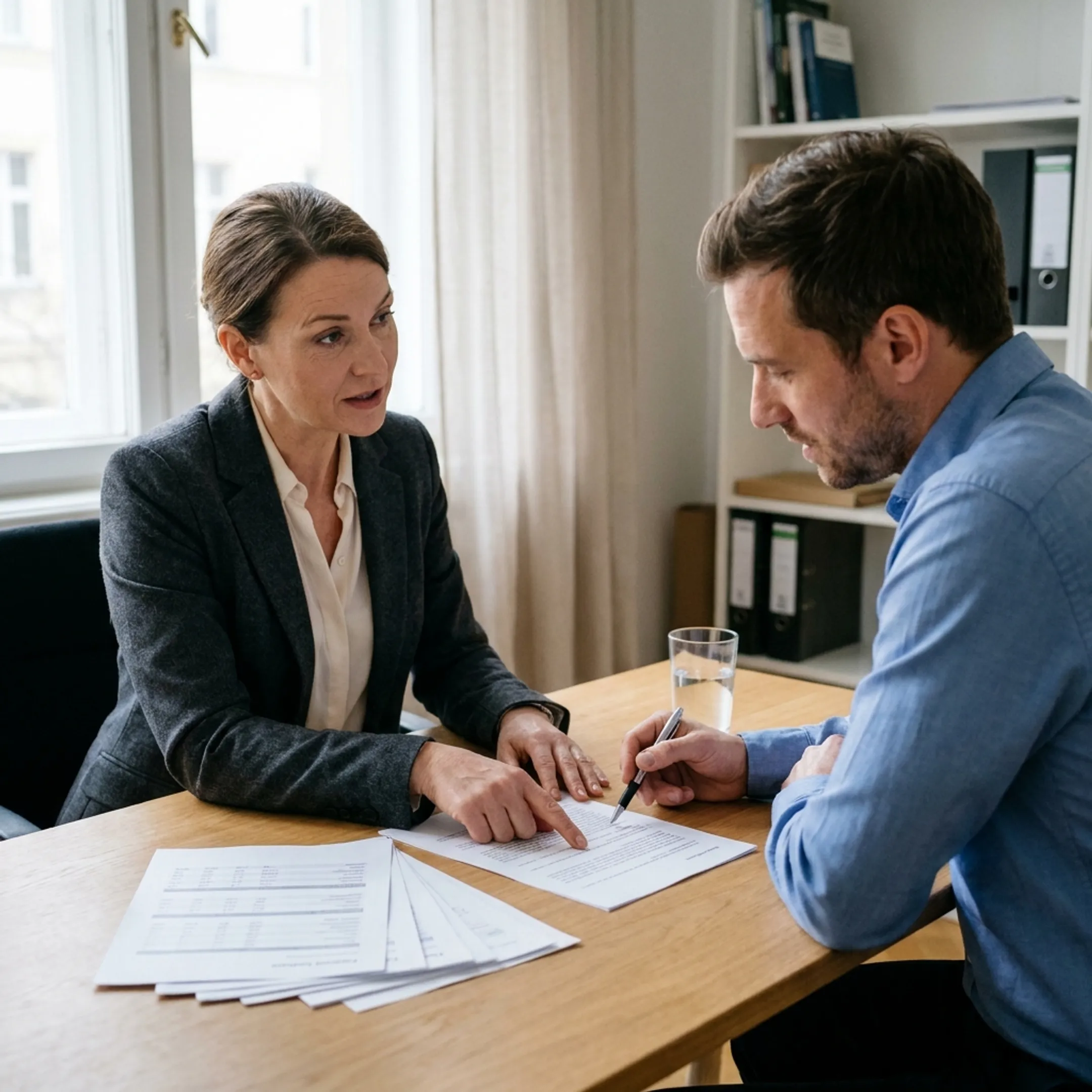 Advisor explaining secured business financing to an entrepreneur
