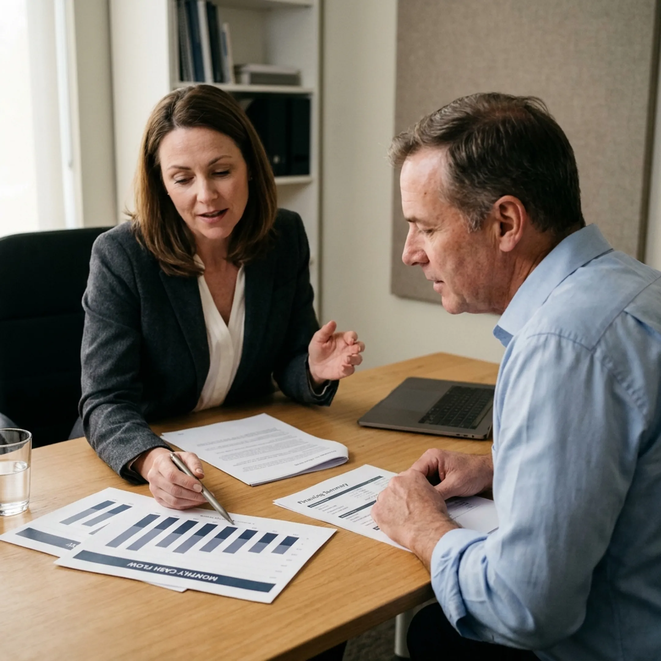 Advisor presenting business financing options