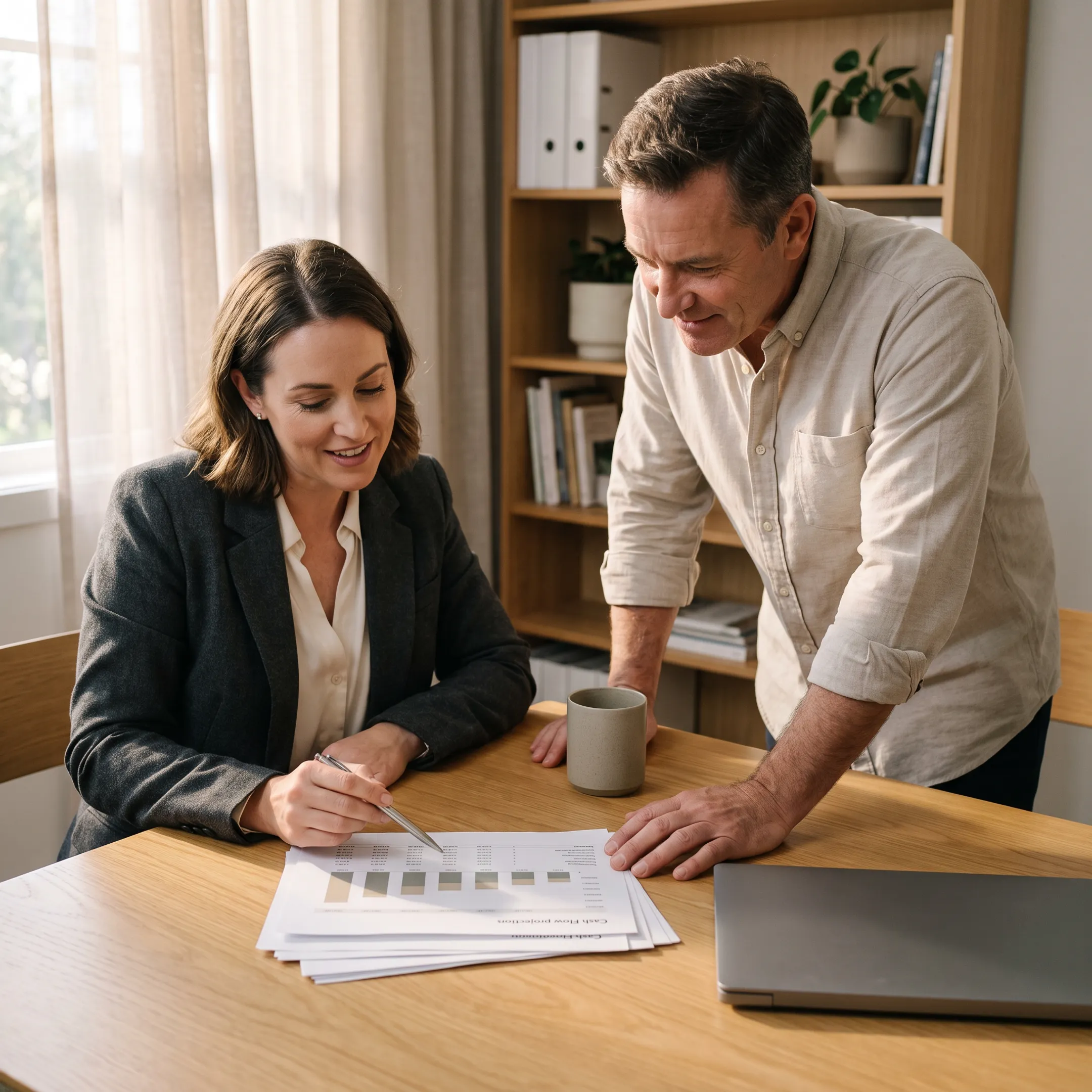 Business owner planning growth with financing advisor