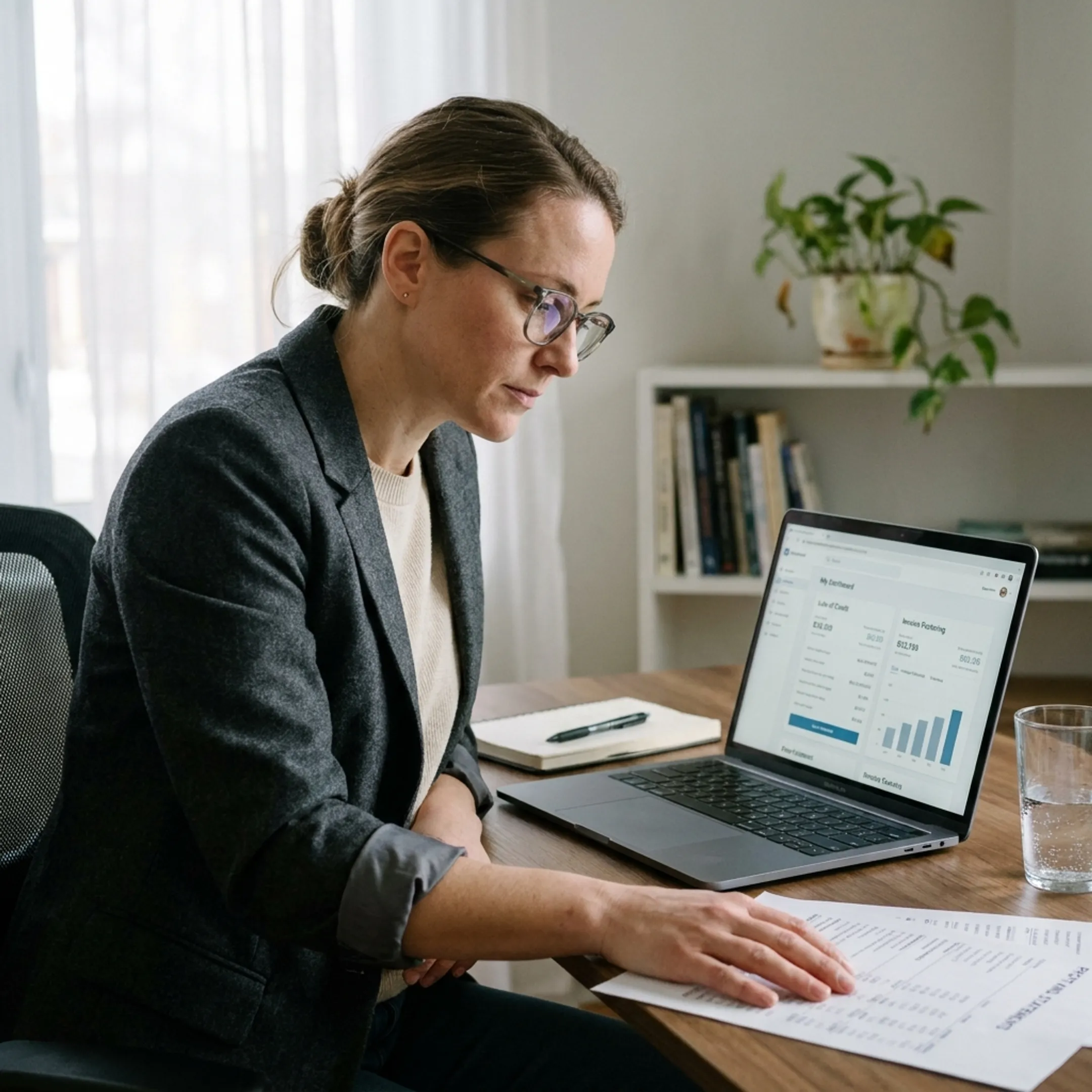 Insurance agency professional reviewing working capital options