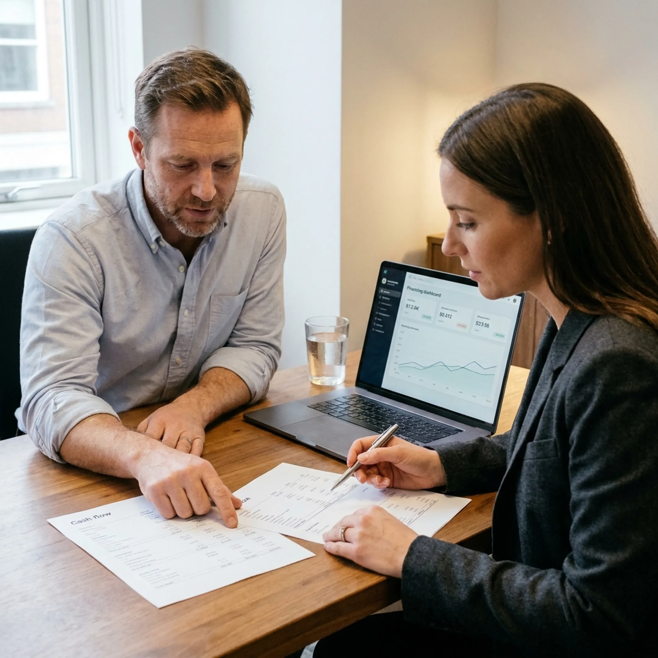 Business owner reviewing financing options with an advisor