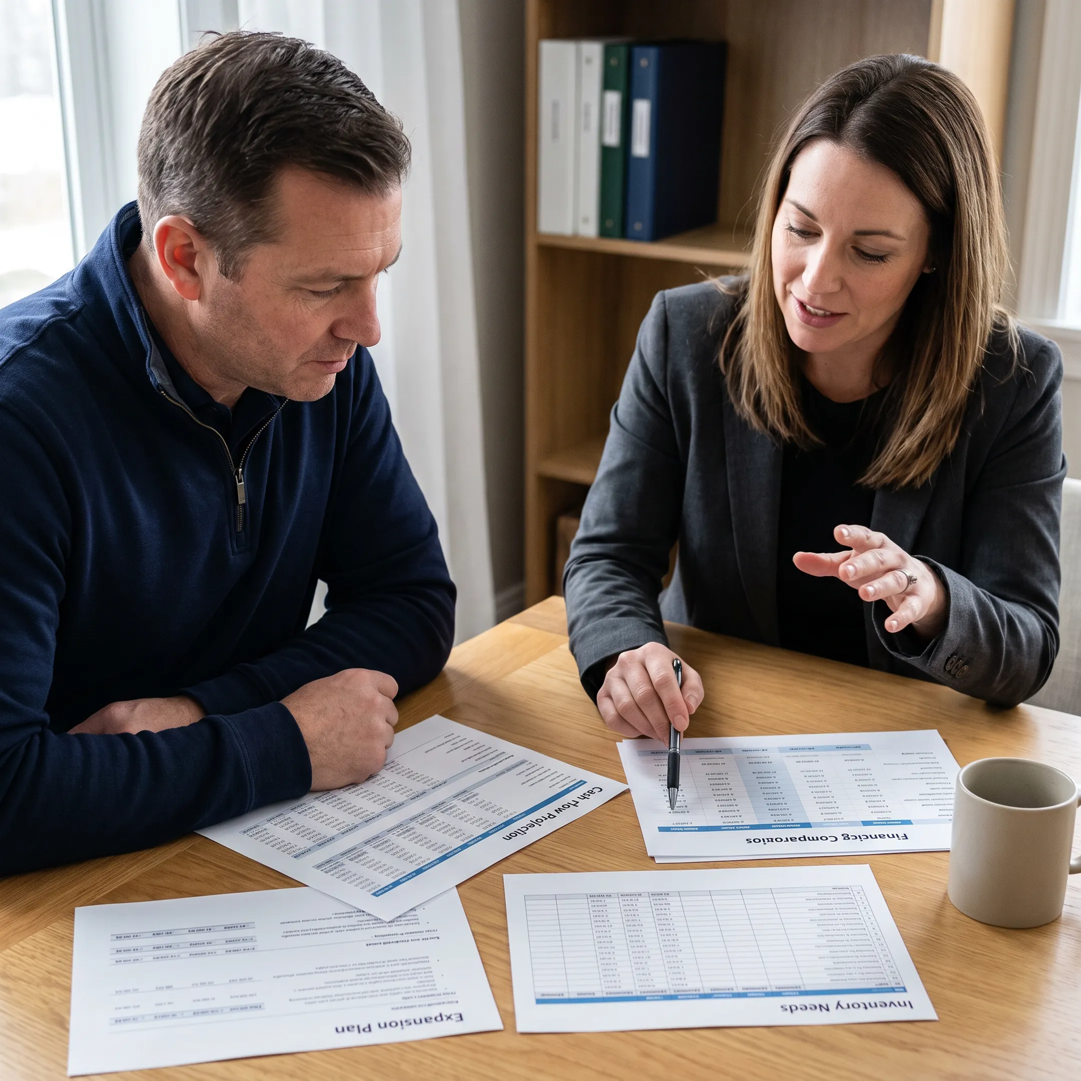 Franchise operator reviewing growth financing options