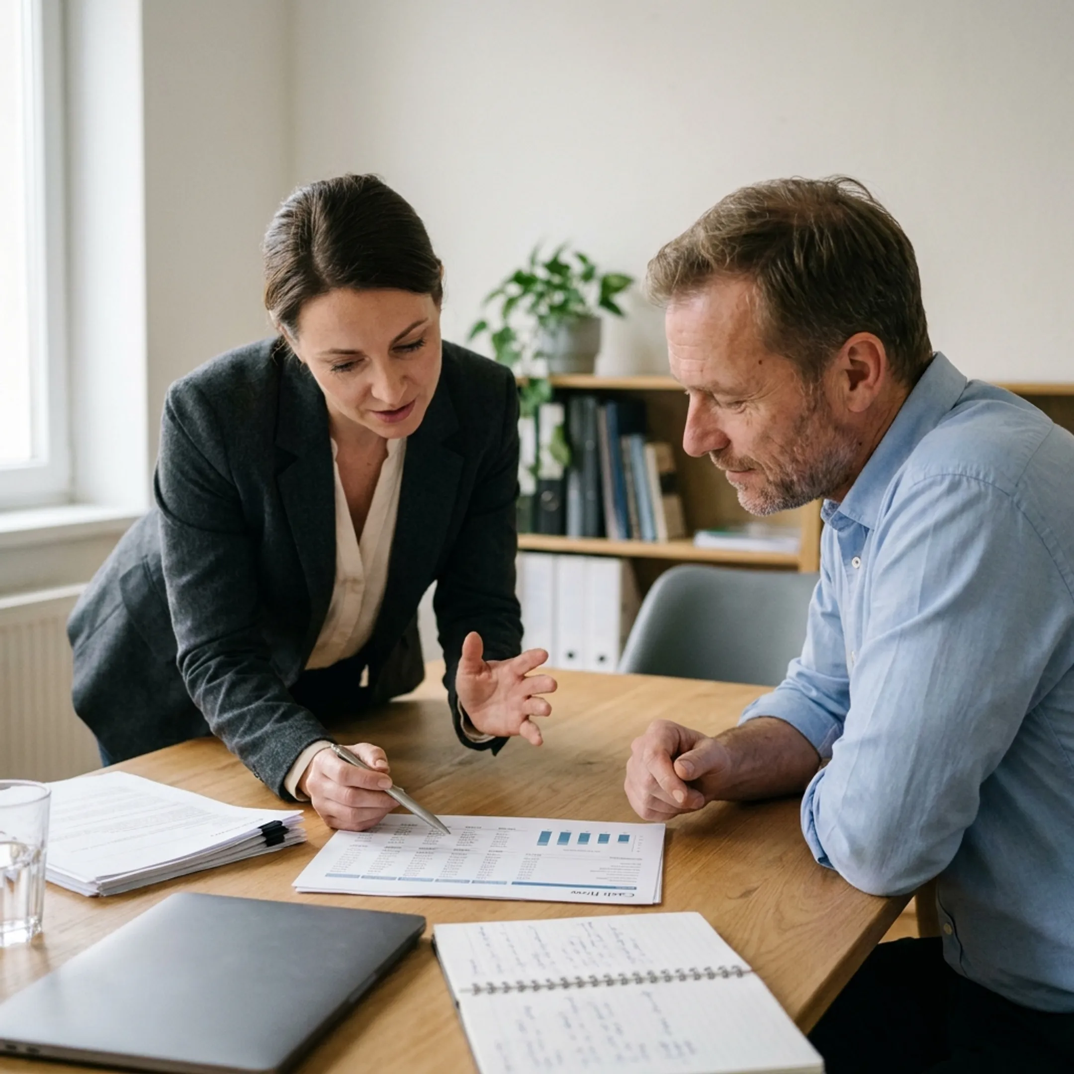 Advisor discussing business funding with an entrepreneur