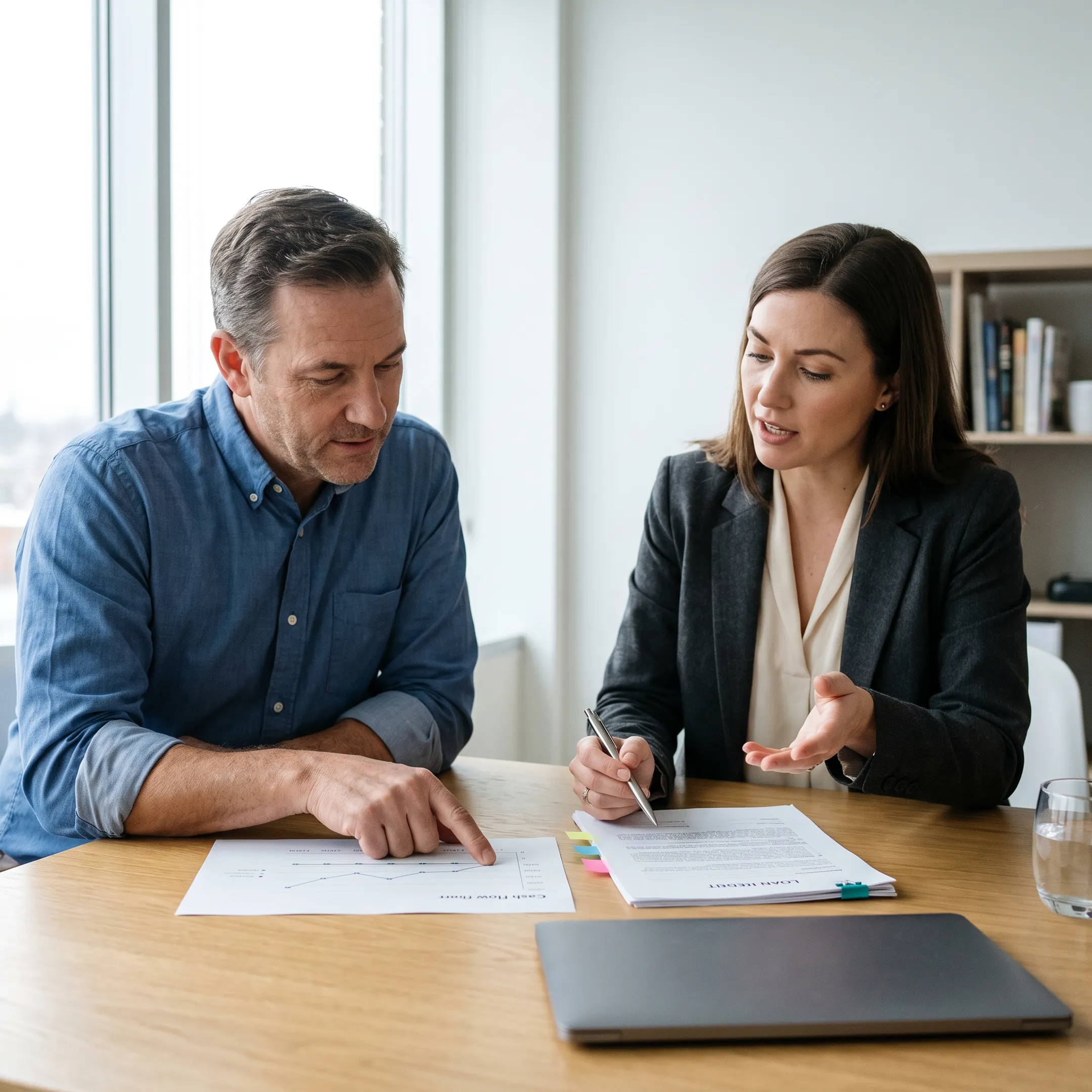 Business owner reviewing financing options with an advisor