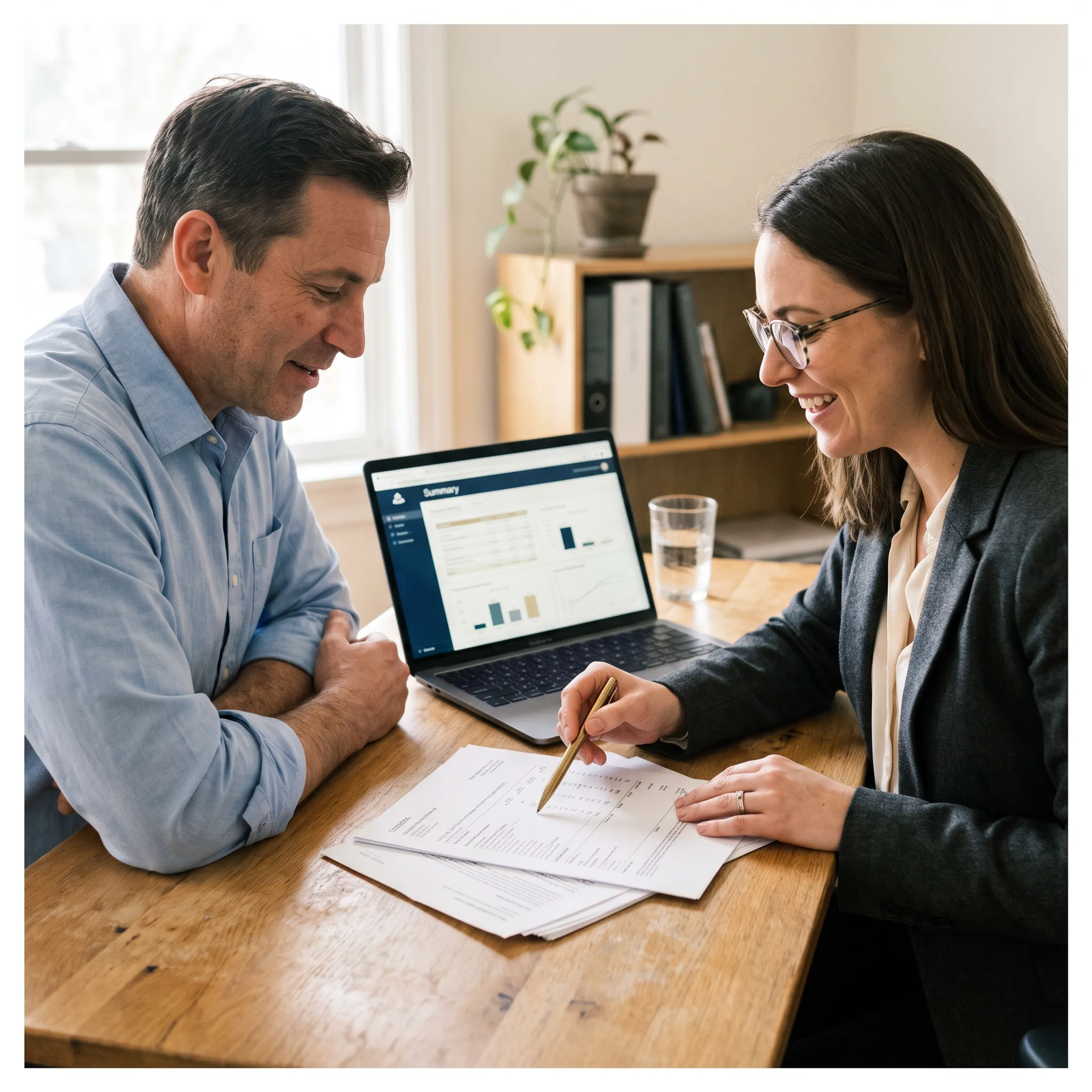 Business owner reviewing Illinois financing options with a financial advisor