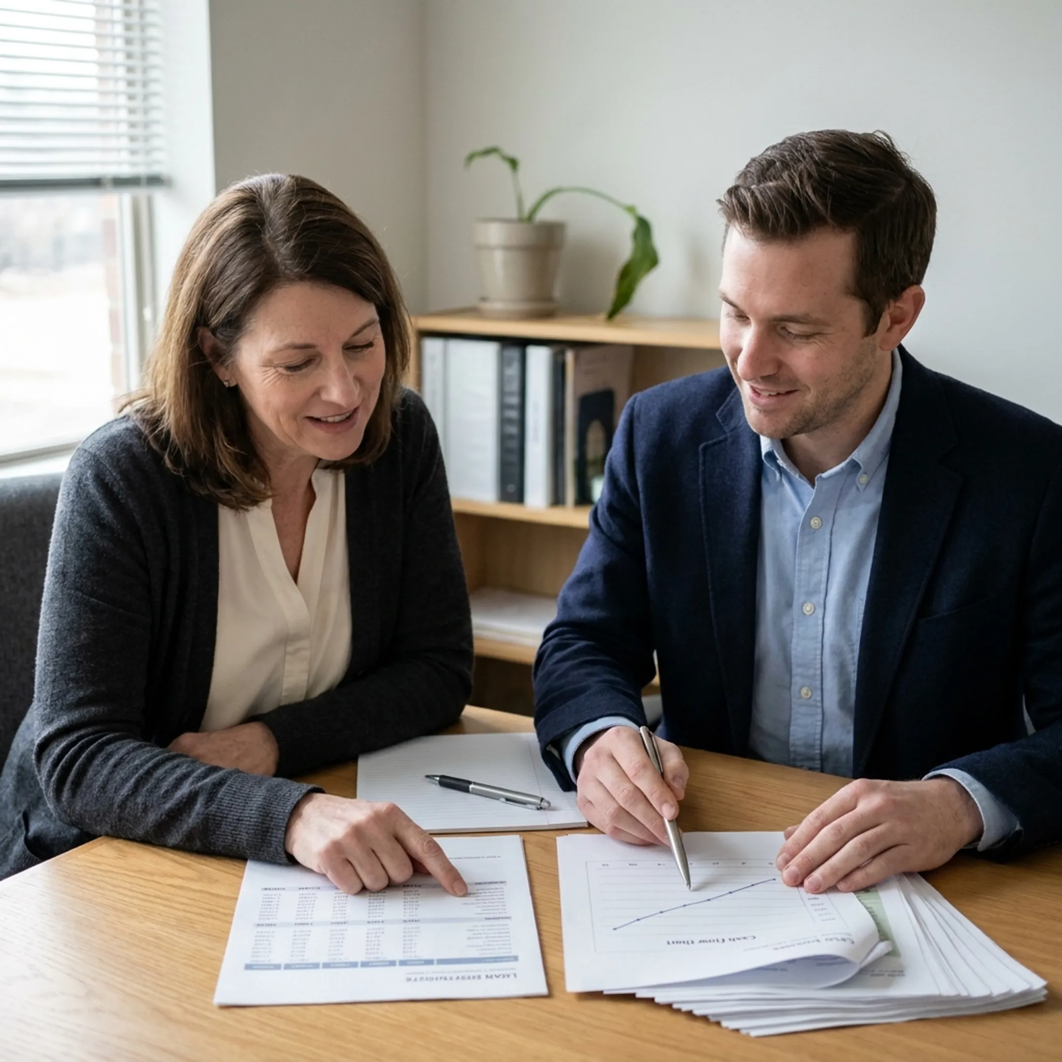 Indiana small business owner reviewing financing options with an advisor