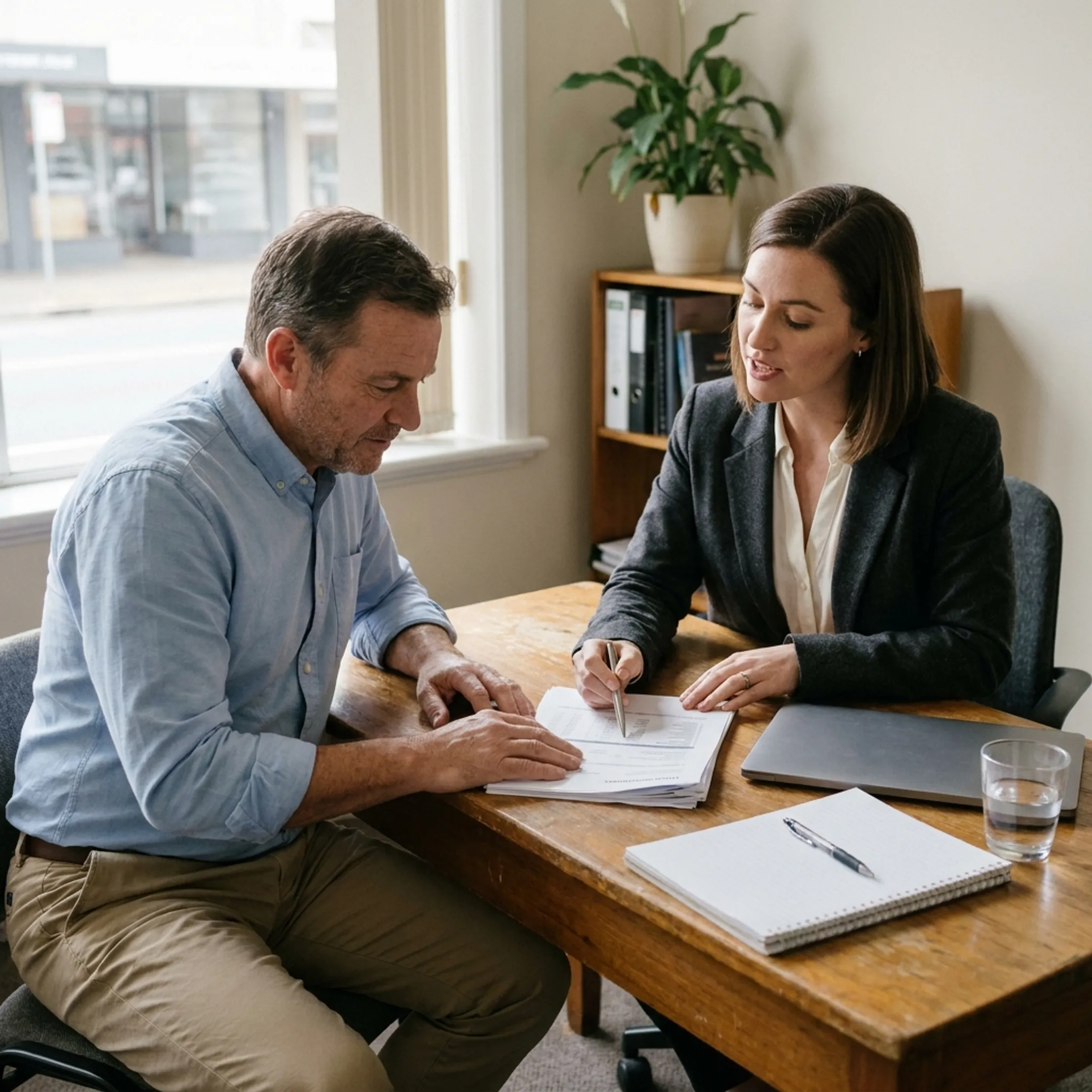 Business owner reviewing small business financing options with an advisor