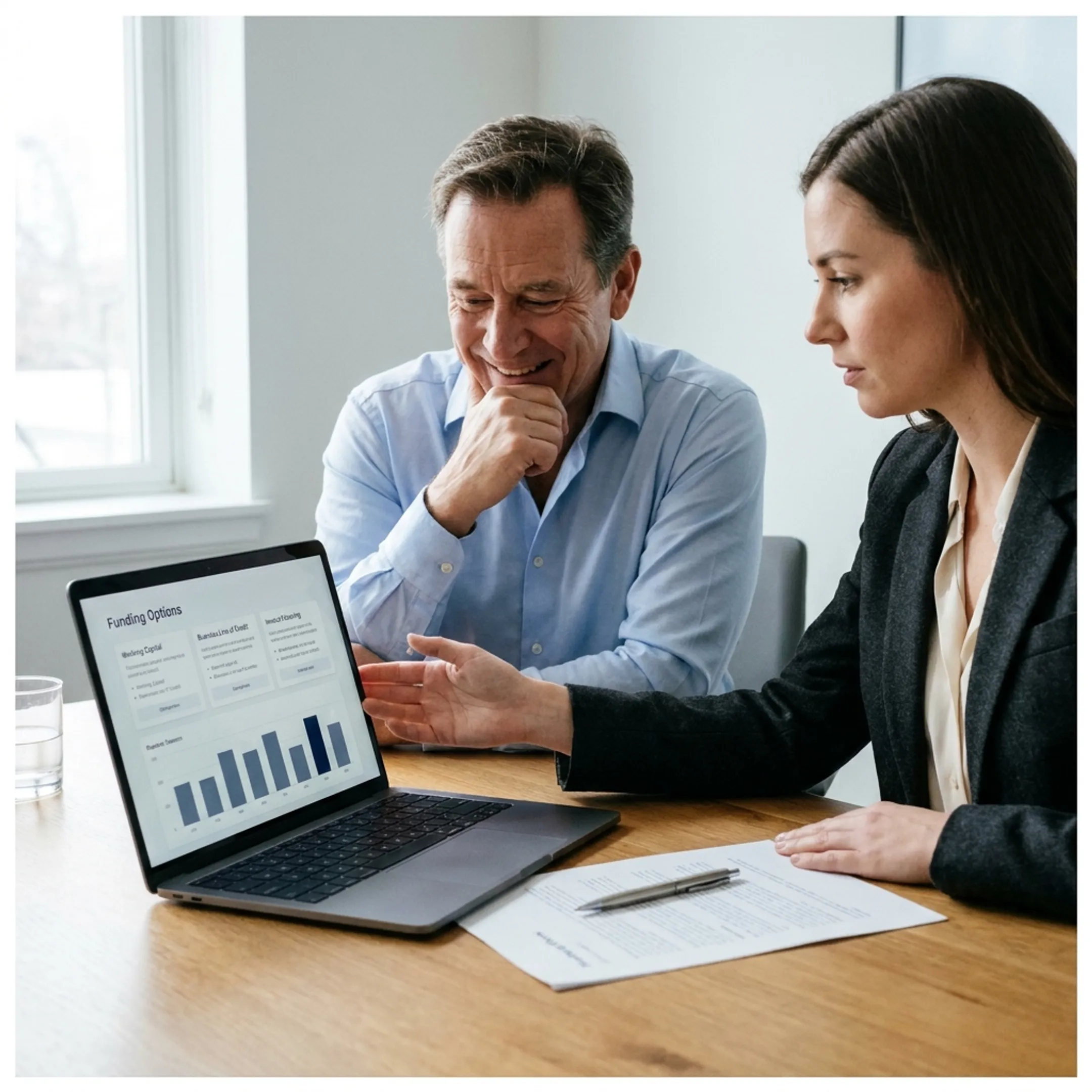 Business owner discussing working capital financing with an advisor