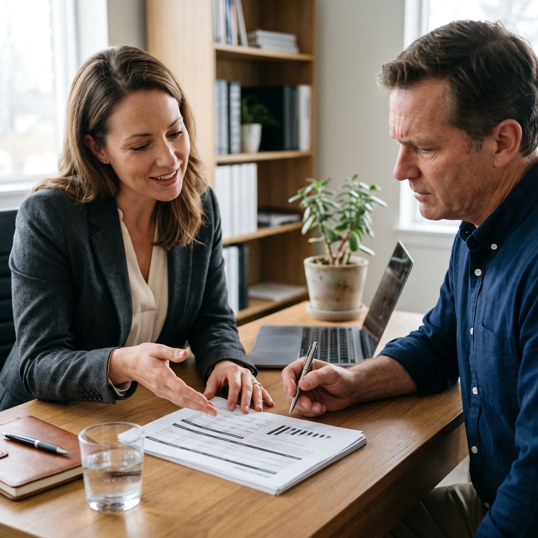 Business finance professional explaining working capital options