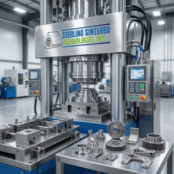 Advanced powder metallurgy compacting equipment and precision tooling in manufacturing facility