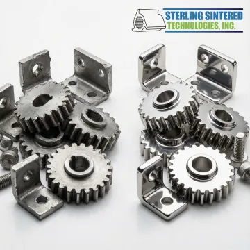 Close-up of polished metal components showing smooth surface finish after vibratory processing