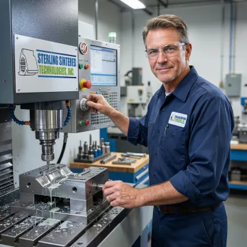 Skilled toolmaker operating precision machinery to manufacture custom metal forming tools