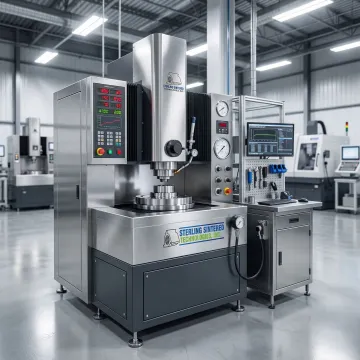 Industrial grinding machine with precision tooling and technical support equipment