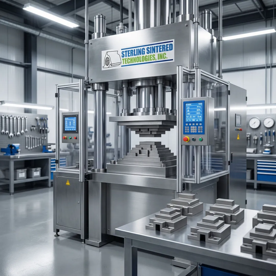 Precision compacting press manufacturing powder metal components