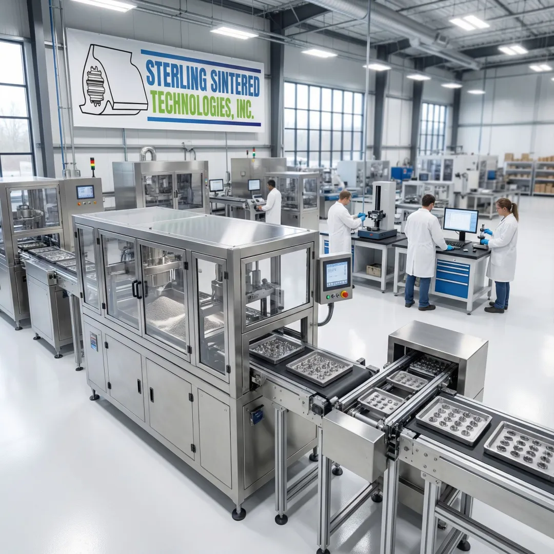 Powder metal parts undergoing resin impregnation process in industrial facility