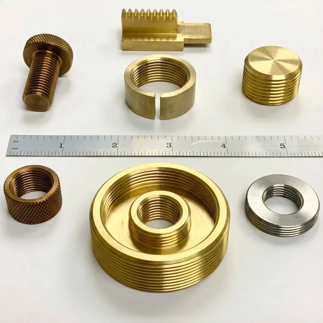 Close-up view of precision custom screws manufactured using powder metal fabrication technology